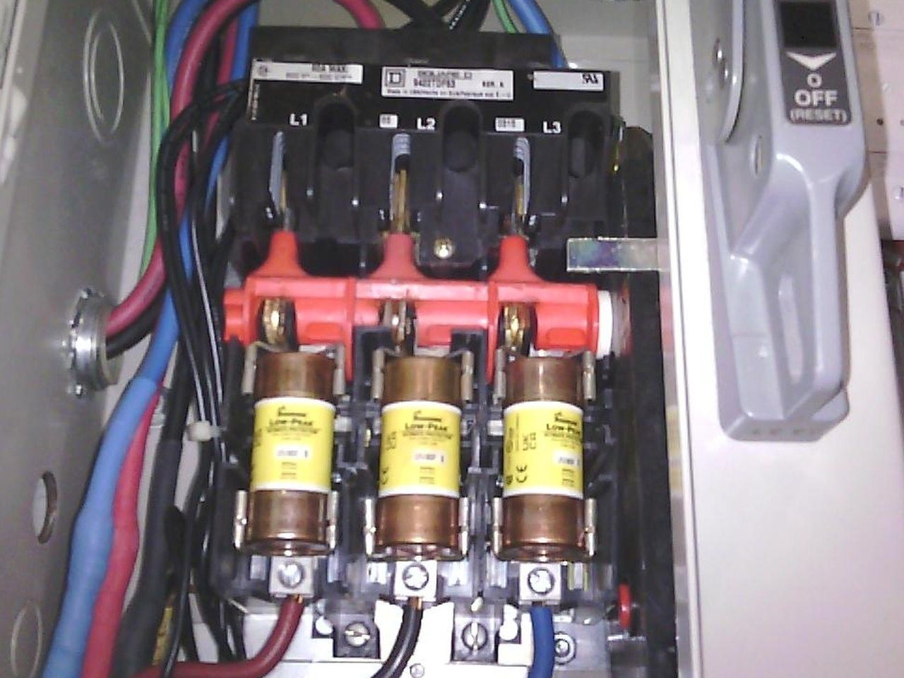 Fused disconnect, photographed during an electrical infrared inspection
