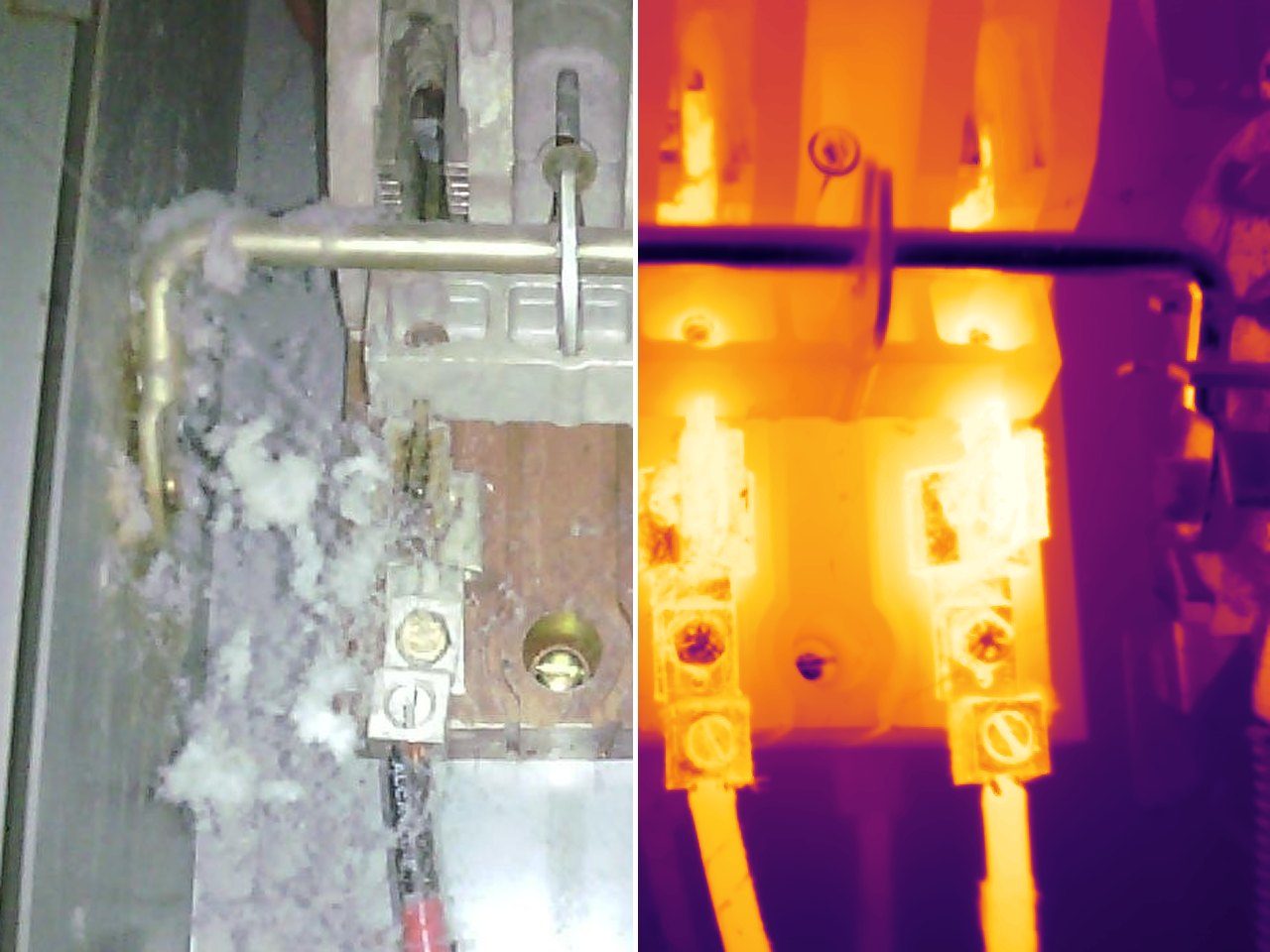 Daylight and thermal view of the same electrical equipment