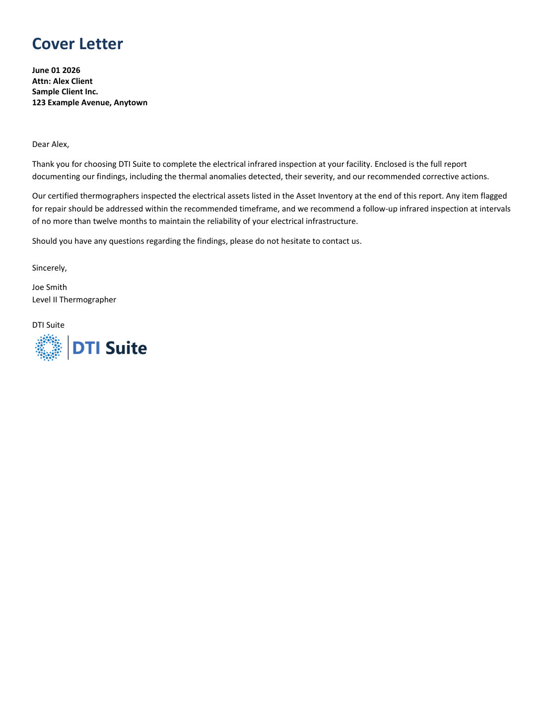 Sample page 2: Cover letter