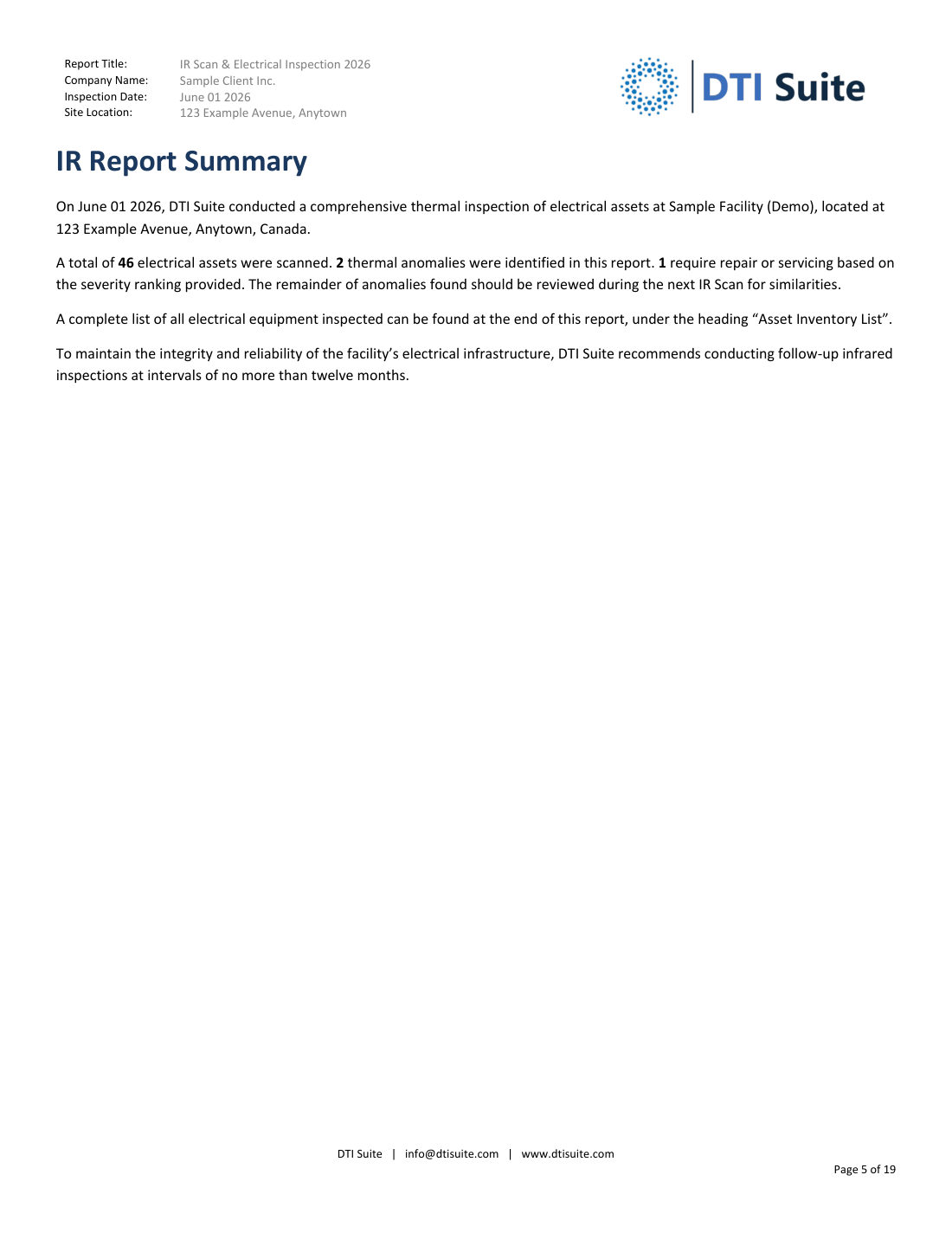 Sample page 5: Severity overview