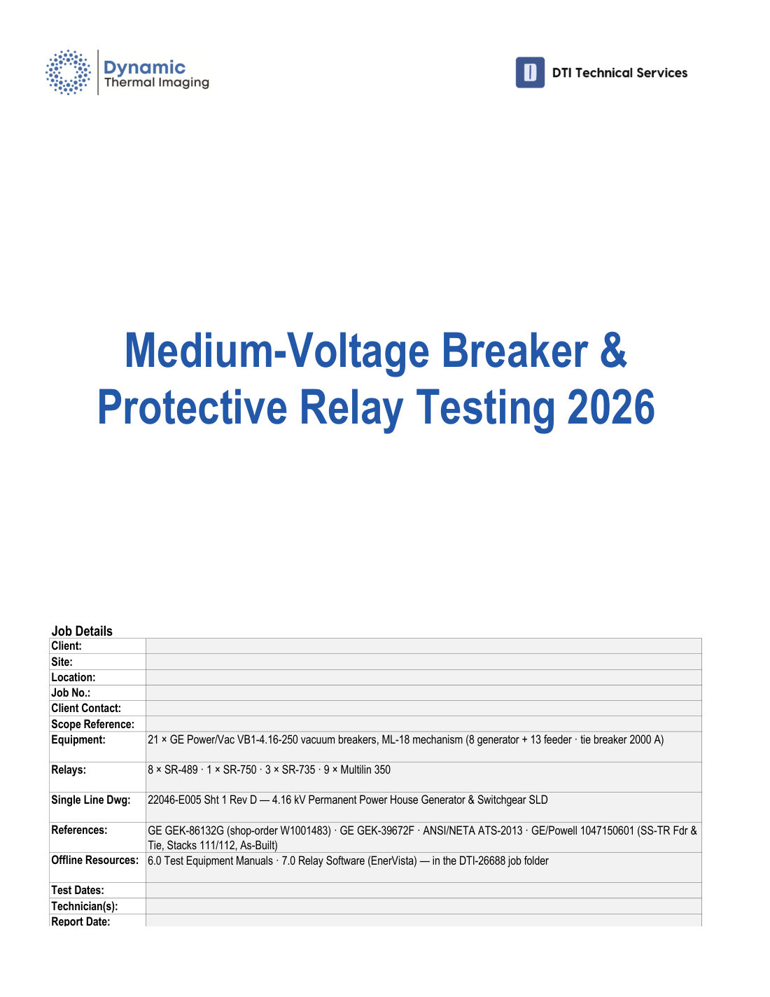 Sample breaker and relay test sheet