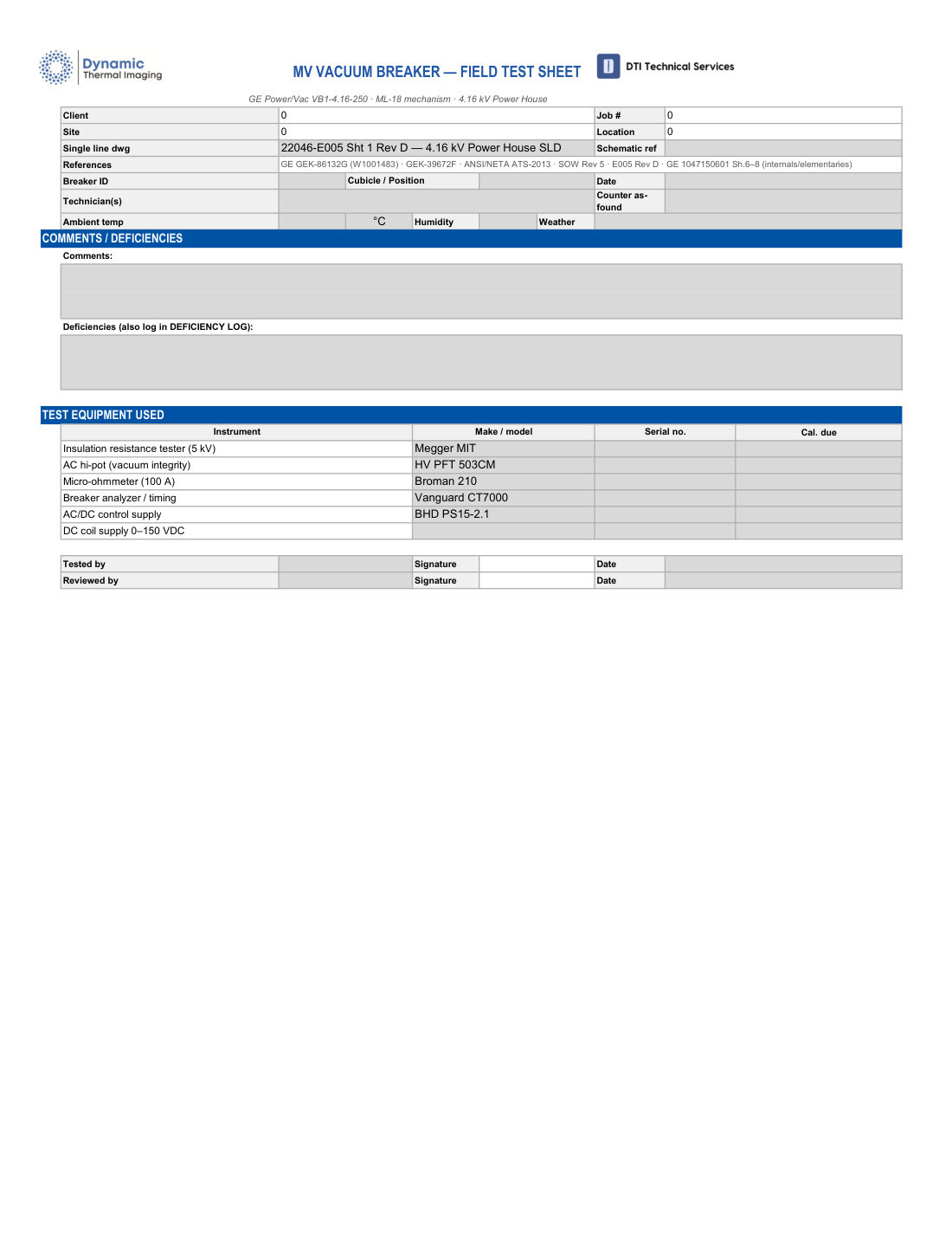 Sample page 12: Breaker test sheet 9/9